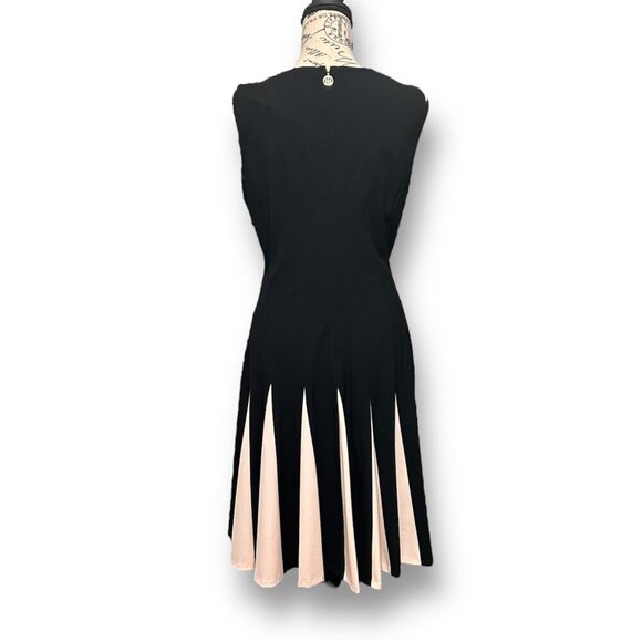 Tommy Hilfiger 12 Black Pink Colorblock Fit & Flare Midi Dress Retro Preppy Mod - Picture 5 of 7